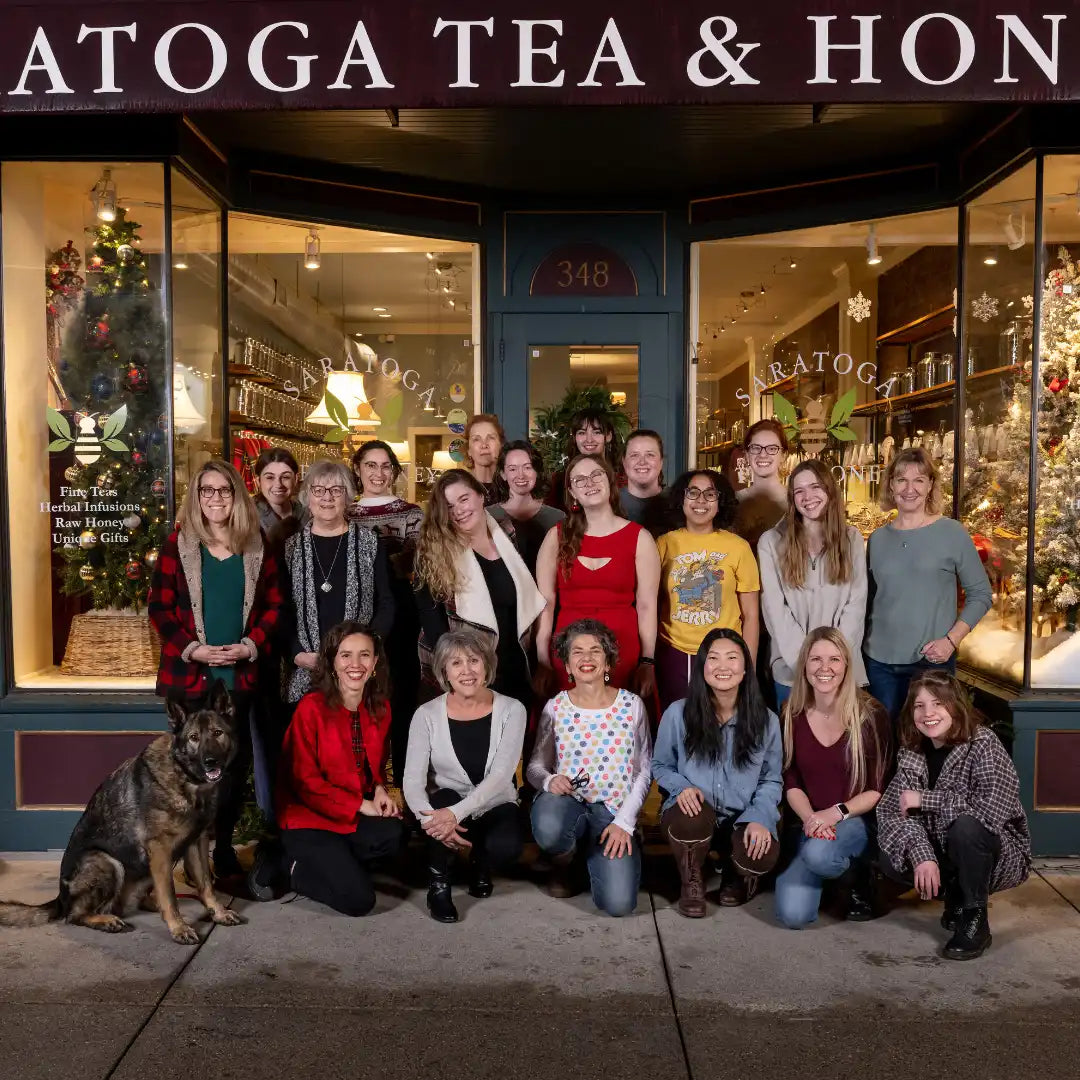 saratoga tea and honey co staff outside the Saratoga shop