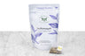 La Provençale tea sachets packaging and example sachet. A small pyramid tea sachet with visible brown and green leaves sits next to a pouch reading "La Provençale Organic Herbal Tisane. 15 Biodegradable & Compostable Tea Bags."