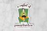 vinyl sticker with illustration of a lady sipping tea with a cat in her lap with the tea and cat pun: a cupful of paws-i-tiv-i-tea