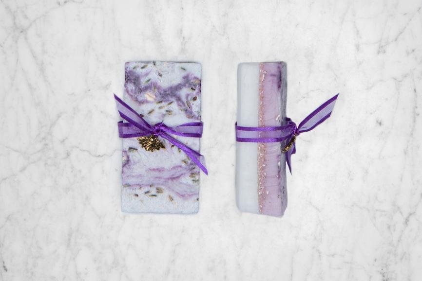lavender soap top down and side angle