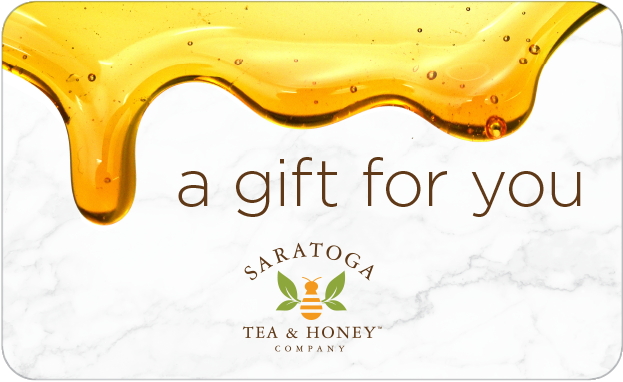 Saratoga Tea & Honey Co. gift card reading "a gift for you"